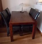 Eethoek tafel met 6 leren stoelen, Huis en Inrichting, Ophalen, Gebruikt, Koloniaals, 4 tot 6 stoelen