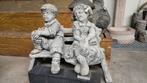 Tuinbeeld jongen en meisje op bank groot, Ophalen, Nieuw