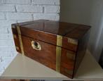 Antieke mahonie houten kist, schrijfkist, doos, schrijfdoos, Antiek en Kunst, Ophalen