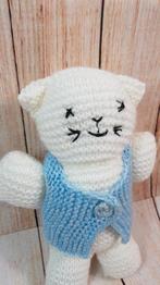 Gebreide knuffel, Poes, wit, 25 cm. 4C3, Kinderen en Baby's, Speelgoed | Knuffels en Pluche, Tweedehands verkoop, Tweedehands verkoop
