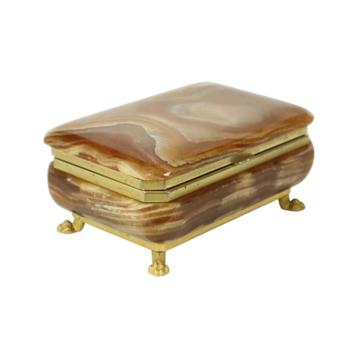 Vintage Italiaanse Juwelenkist Albast Goud Leeuwenpootjes beschikbaar voor biedingen