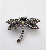 Mooie broche Libelle met strass (7998), Ophalen, Overige materialen, Zo goed als nieuw, Zilver