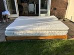 Houten grenen bedden 80x200 + matrassen & toppers, Ophalen, Eenpersoons, Bruin, Zo goed als nieuw