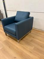 Rolf Benz Blauwe Leren Fauteuil, Ophalen, Nieuw, 75 tot 100 cm, Rolf benz