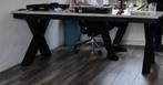 Licht grijze Houten eettafel + 4 stoelen, Ophalen, Gebruikt, 50 tot 100 cm, Vijf personen of meer