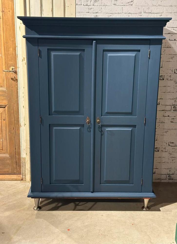 Brocante kast - legplanken - blauw - basic, Huis en Inrichting, Kasten | Buffetkasten, Zo goed als nieuw, Minder dan 100 cm, 50 tot 100 cm