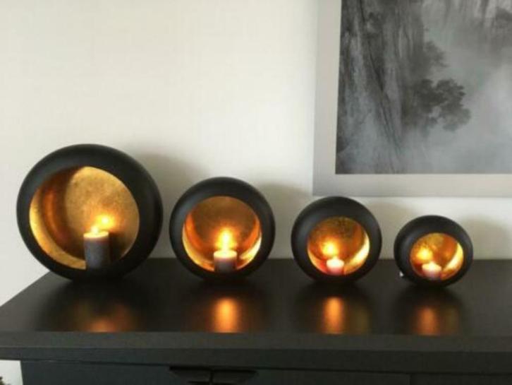 MARRAKECH round T-light zwart/goud of goud/goud, Huis en Inrichting, Woonaccessoires | Kandelaars en Kaarsen, Nieuw, Kandelaar