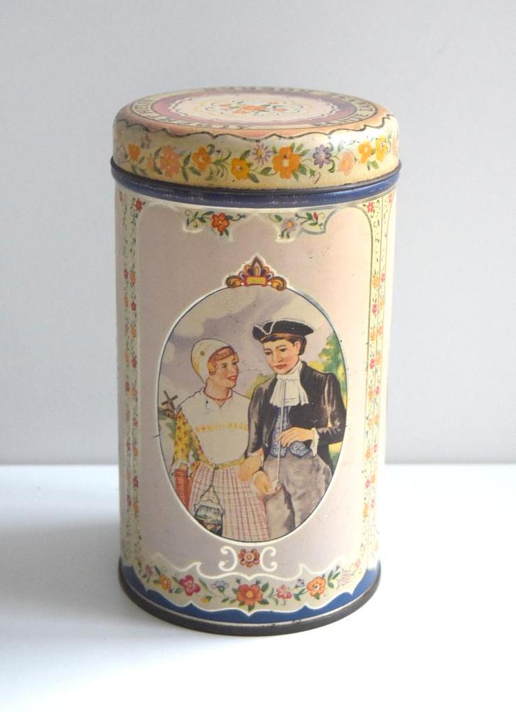 Mooi oud Albert Heijn 'echte Zaanse Koeken' blik, Verzamelen, Blikken, Gebruikt, Koek(jes), Ophalen of Verzenden