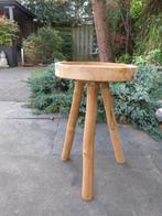 Bijzettafel massief hout, Huis en Inrichting, Tafels | Bijzettafels, Minder dan 55 cm, Rond, Zo goed als nieuw, Natuur