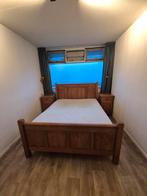 2 pers eikenhout bed 160x200 met nachtkastjes en kledingkast, Huis en Inrichting, Slaapkamer | Complete slaapkamers, Ophalen, Tweepersoons