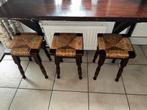 Houten kruk met rieten zitting 3 x, Ophalen, Gebruikt, Hout, Drie