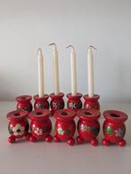 Vintage Zweedse houten bol kandelaars deco hoogte 5 cm., Huis en Inrichting, Woonaccessoires | Kandelaars en Kaarsen, Ophalen of Verzenden