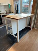 IKEA Keukeneiland met Eikenblad en RVS Schappen, Ophalen, Gebruikt, 100 tot 150 cm