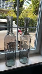 Twee grote glazen vazen gerookt glas, Ophalen, Overige kleuren, Glas, Minder dan 50 cm
