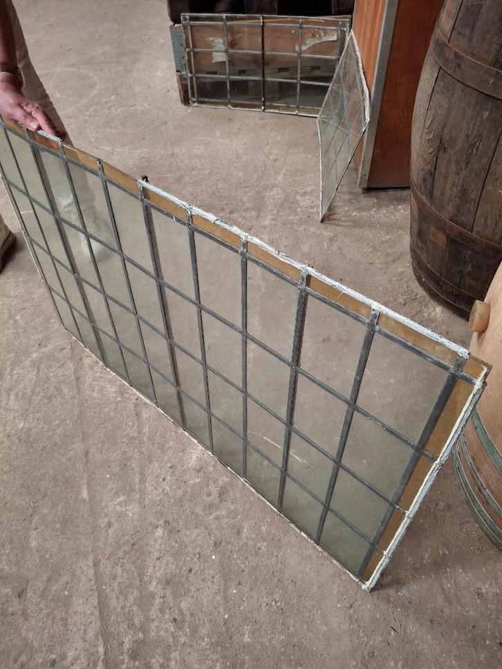 glas in lood ramen ca 125 jaar oud. 3 objecten zie fotos/oms, Antiek en Kunst, Curiosa en Brocante, Ophalen