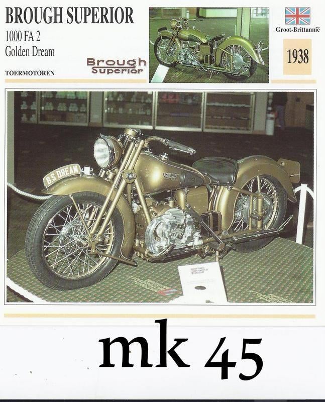 Mk45 motorkaart motor brough superior 1000 fa 2, Ophalen of Verzenden, Zo goed als nieuw, Auto's