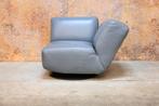 ZGAN! blauwe grijze leren Leolux Rising Dunes draaifauteuil, Leolux, Leolux, Design, 75 tot 100 cm