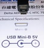 Delta ADP-5FH HTC USB Mini-B Lader 5V 1A 5W 79H00051 Adapter, Ophalen of Verzenden, Zo goed als nieuw, HTC of Qtek