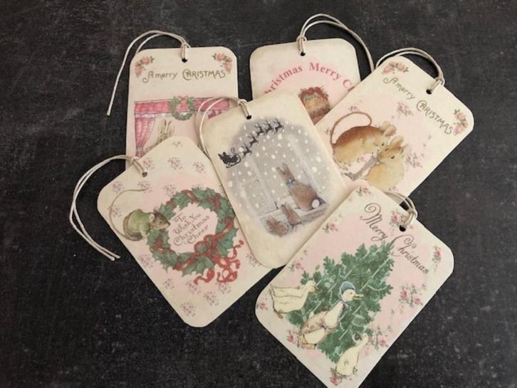 Beatrix Potter Peter Rabbit Kerst Christmas Gift Tags x 6, Verzamelen, Beelden en Beeldjes, Nieuw, Dier, Ophalen of Verzenden