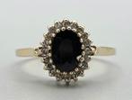 Vintage gouden ring edelsteen saffier en diamant. 2025/672., Sieraden, Tassen en Uiterlijk, Ringen, Blauw, ., Ophalen of Verzenden