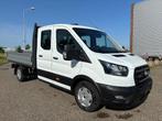 Ford Transit Dubbelcabine Openlaadbak Airco Cruisecontrol Tr, Auto's, Euro 6, 4 cilinders, 7 stoelen, Wit