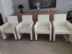 eetkamerstoelen wit/creme met wieltjes, Ophalen, Overige materialen, Gebruikt, Wit