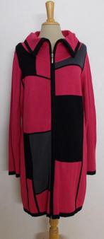 Mooi zwart/fuchsia roze/grijs lang vest! 42, Verzenden, Zo goed als nieuw, Maat 42/44 (L), Roze