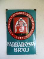 EMAILLE RECLAMEBORD"BARBAROSSA BRAU"UIT JAREN 30, Ophalen of Verzenden, Gebruikt, Reclamebord