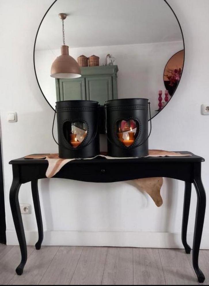 Zwarte Sidetable Stoer & Sober Gerestyled met Lade, Antiek en Kunst, Curiosa en Brocante, Ophalen