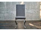 4x LEIA - Grijs Fluwelen eetkamerstoelen - Kawola, Ophalen, Gebruikt, Metaal, Vier