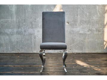 4x LEIA - Grijs Fluwelen eetkamerstoelen - Kawola beschikbaar voor biedingen