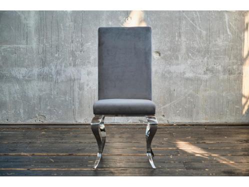4x LEIA - Grijs Fluwelen eetkamerstoelen - Kawola, Huis en Inrichting, Stoelen, Gebruikt, Vier, Metaal, Stof, Grijs, Ophalen
