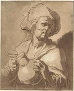 Hermanus Fock ets aquatint "Man met Hoed & Bierpul" 3 staten, Antiek en Kunst, Kunst | Etsen en Gravures, Ophalen