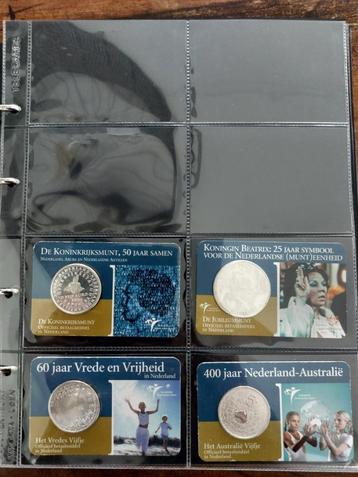 87 Coincards NL van KNM 5 en 10 Euro's UNC+BU in Luxe album beschikbaar voor biedingen