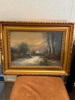 Prachtig Ouderwets Schilderij – Winterlandschap –, Ophalen of Verzenden