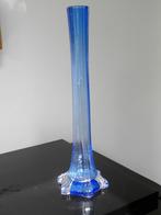 Art deco Hoge Vaas blauw/transparant, Ophalen of Verzenden