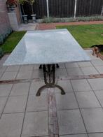 Stenen tuintafel met metalen onderstel, Ophalen, Gebruikt, 100 tot 150 cm, Klassiek