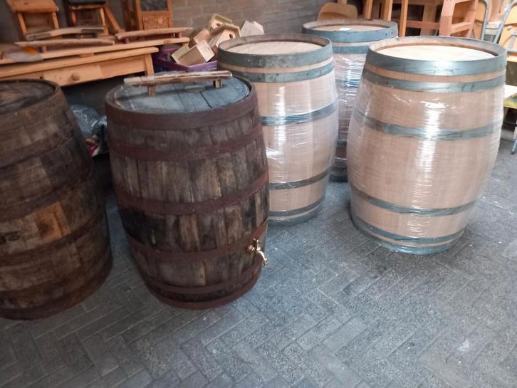 Regenton statafel bloembak decoraties, Tuin en Terras, Regentonnen, Zo goed als nieuw, Hout, 150 liter of meer, Ophalen