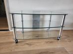 Glazen TV Meubel met wielen, Huis en Inrichting, Ophalen, Gebruikt, 50 tot 100 cm, Glas