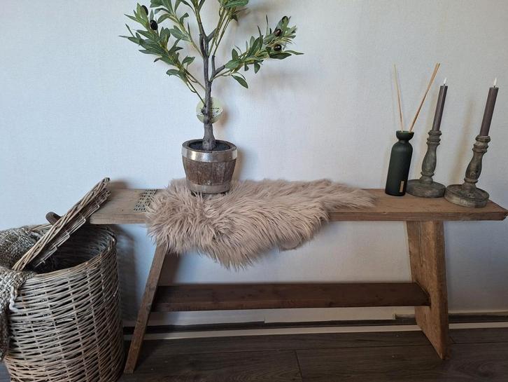 Steigerhouten Bankje - 120x20x60 cm, Huis en Inrichting, Tafels | Sidetables, Gebruikt, Ophalen