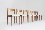 Vintage Deense Mid Century eetkamer stoelen set van 6, Ophalen, Hout, Gebruikt, Bruin