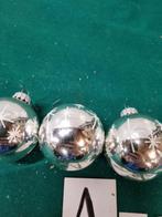 Kerstballen retro glas zilver met wit bespoten , [a679], Ophalen of Verzenden