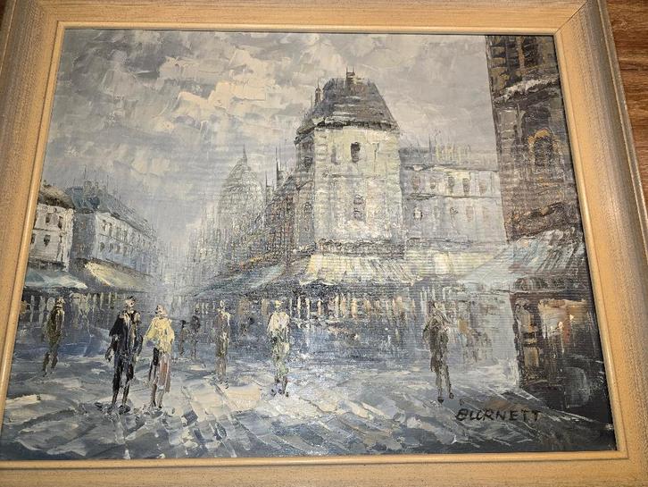 Caroline Burnett Een straat in Parijs, Antiek en Kunst, Kunst | Schilderijen | Klassiek, Ophalen of Verzenden