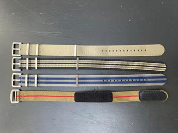 4 NATO horlogebandjes 22mm, James Bond, Desert, Blauw Gr, beschikbaar voor biedingen