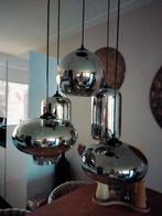 Moderne hanglamp met zilveren details, Ophalen, Zo goed als nieuw, Glas, 75 cm of meer