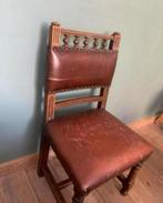 Vintage lederen kinderstoel oude stoel brocante kasteelstoel, Antiek en Kunst, Antiek | Meubels | Stoelen en Banken, Ophalen of Verzenden
