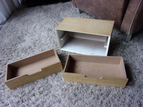 MINI OPBERGKASTJE MET 2 LADE HOUT/HOUTEN LADESYSTEEM 2LADE, Huis en Inrichting, Woonaccessoires | Overige, Zo goed als nieuw, Ophalen