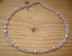 Ketting van rozenkwarts en echte parels, Sieraden, Tassen en Uiterlijk, Kettingen, Info.adorabeads@gmail.com, Want 18 Hoogvliet
