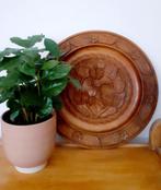 Mooi vintage houten rond wandbord, Ophalen of Verzenden
