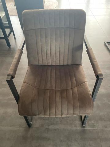6 Industriële Stoelen- Bruin Stof & Metaal beschikbaar voor biedingen